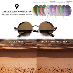 Joopin Steampunk Round Sunglasses - Metal Frame, 100% UV Protection (B03-Bronze Brown)