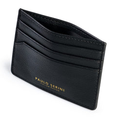PAULO SERINI® Unisex Card Holder with 6 Card Slots and Compartment for Banknotes and Coins Elegant Credit Card Holder Made of Soft Vegan Leather - Onyx Black