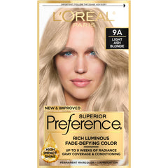 L’Oréal Paris Superior Preference Fade-Defying Color 9A Light Ash Blonde - Cooler for Unisex - 1 Application
