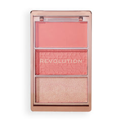 Revolution, Blush Icon Palette, Cream & Pressed Powder Blusher, Highly Pigmented, Face Palette, Vegan & Cruelty-Free, 3 Shades, Authentic Peach