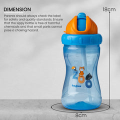 Baybee 340ML Baby Sipper Bottle for kids, Anti-Spill Sippy Bottle with Soft Silicone Straw | BPA Free Training Sippy Cup Baby Bottle| Sipper Bottle for Kids 6 Months to 3 Years (Blue)