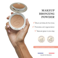 Embryolisse Radiant Complexion Compact Powder. Mineral Bronzing Powder for a Natural Glow. Universal Shade, Oil & Shine Control, 0.42 Oz
