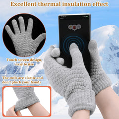 Women's Touch Screen Gloves, Men Touchscreen Mittens, Warm Winter Gloves, Daily Wear Touchscreen Gloves, Plush Elastic Cuffs Knit Gloves, Winter Warmth Accessories, for Driving Cycling 4 Pairs