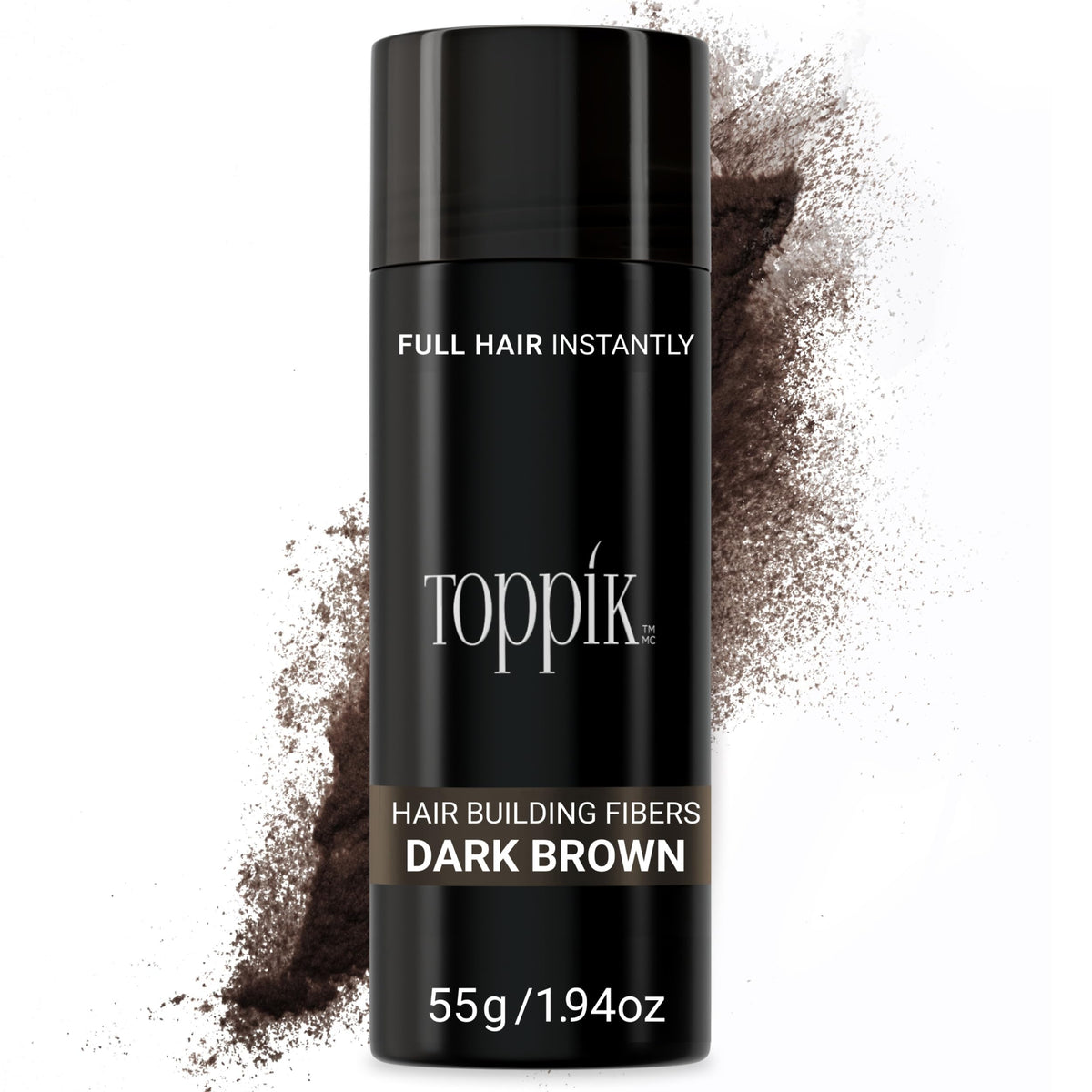 Toppik Hair Building Fibers with Premium Keratin Fibers Conceals Hair Thinning and Hair Loss for Fuller Looking Hair that Gives Completely Natural Look For Men and Women Dark Brown, 55 Grams
