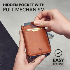 Vaultskin Notting Hill zip wallet with RFID protection (Cognac)
