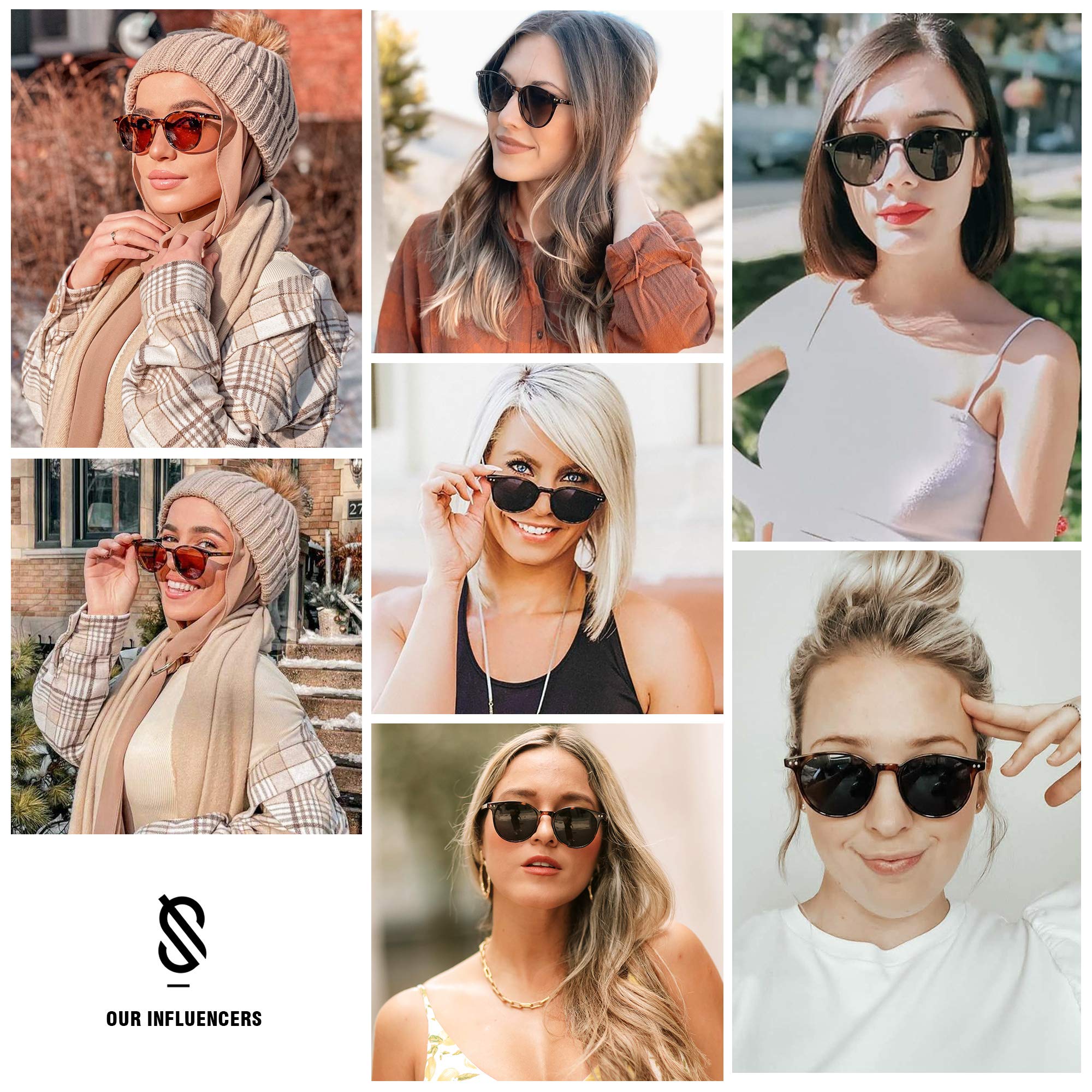 SOJOS Small Round Classic Polarized Sunglasses for Women Men Vintage Style UV400 Lens MAY SJ2113