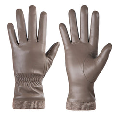 REDESS Winter Leather Gloves for Women, Wool Fleece Lined Warm Gloves, Touchscreen Texting Thick Thermal Snow Driving Gloves - Khaki