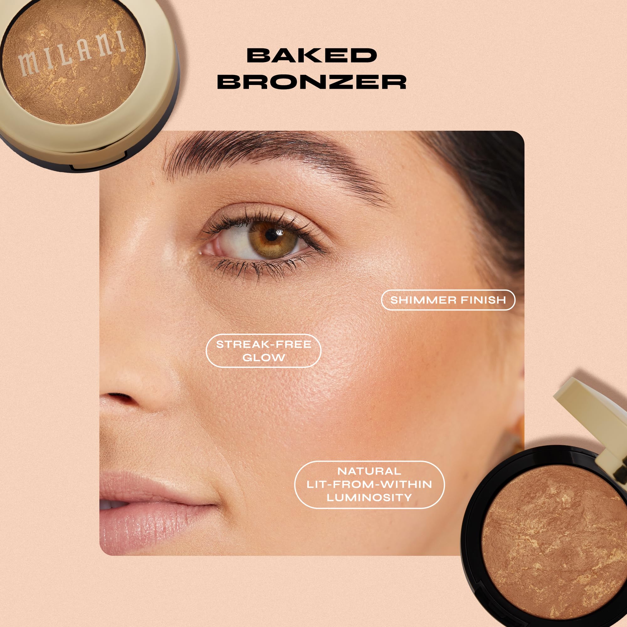 Milani Baked Bronzer - Dolce (0.25 Ounce) Cruelty-Free Shimmer Bronzing Powder to Shape, Contour & Highlight