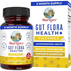 MARYRUTH'S Gut Flora Health+ Enzymes, Gastrointestinal Health, 60 Capsules | Digestive Enzymes, Healthy Gut Biome & Digestive Support, Gastrointestinal Health, CLP Certified, 60 Capsules 2 Month Supply