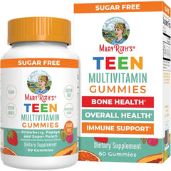MaryRuth's Multivitamin Gummies for Teens | Vitamin D3, A, C, E, B6, B12, Zinc, Iodine, Biotin | Immunity | Tissue, Vision, & Skin Health | Vegan | Non-GMO | Sugar Free | Gluten Free | 60 Count | Vegan, Sugar Free, Non-GMO, 60 Count
