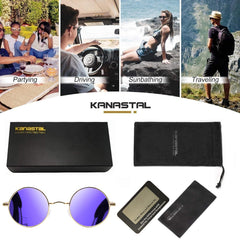 KANASTAL Hippie Round Polarized Sunglasses for Women Men, Small Circle Sun Glasses Classic Vintage Retro Shades Metal Frame UV400 Protection