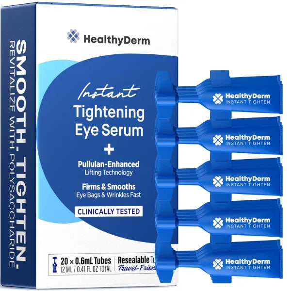 HealthyDerm Instant Under Eye Lift Serum: Reduces Eye Bags, Wrinkles, Puffy Eyes, Dark Circles & Crow’s Feet in Minutes - Advanced Firming Polysaccharide Formula for Mature Skin - 20 Resealable Tubes