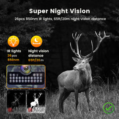 XTU Solar Trail Camera 4K 48MP, Wildlife Camera with Night Vision Motion Activated,0.2s Trigger Speed, IP66 Waterproof for Wildlife Monitoring Indoor,32GB SD Card Included