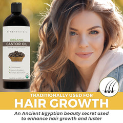 Viva Naturals Certified Organic Castor Oil (16 oz) ? 100% Pure and Hexane Free + BONUS Mascara Kit Included, Perfect for Hair Care, Eyelashes and Brows