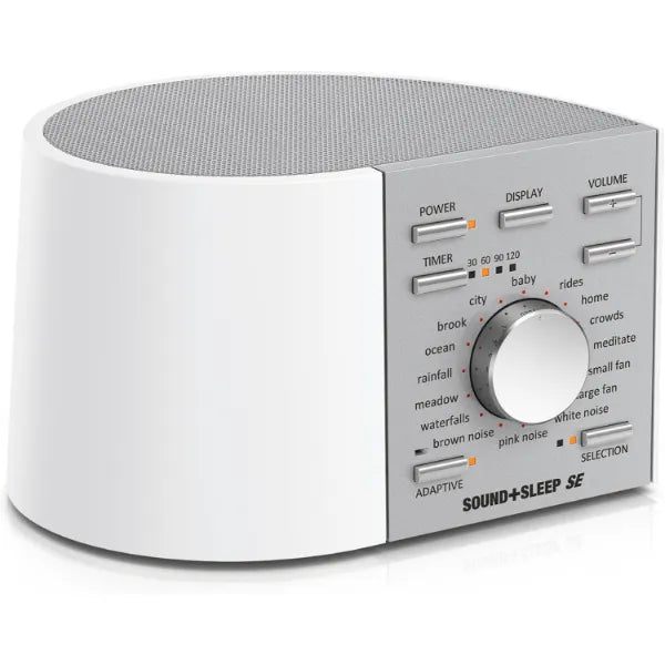 Adaptive Sound Technologies Sound + Sleep SE Noise Machine - White Noise Machine - Non-Looping Environmental/Nature Sounds for Sleep & Relaxation - with Timer & Headphone Jack - White/Silver