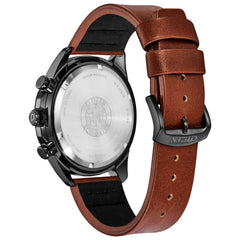 Citizen Mens Solar Powered Watch, Analog Display and Leather Strap AT2447-01E