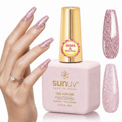 SUNUV 15ml Hema Free TPO Free Gel Nail Polish, Soak Off UV/LED Nail Gel Long Lasting Gel Polish,High Gloss,Salon Quality Nail Art Manicure, Ideal DIY Home Gift for Women-Twinkling Pink