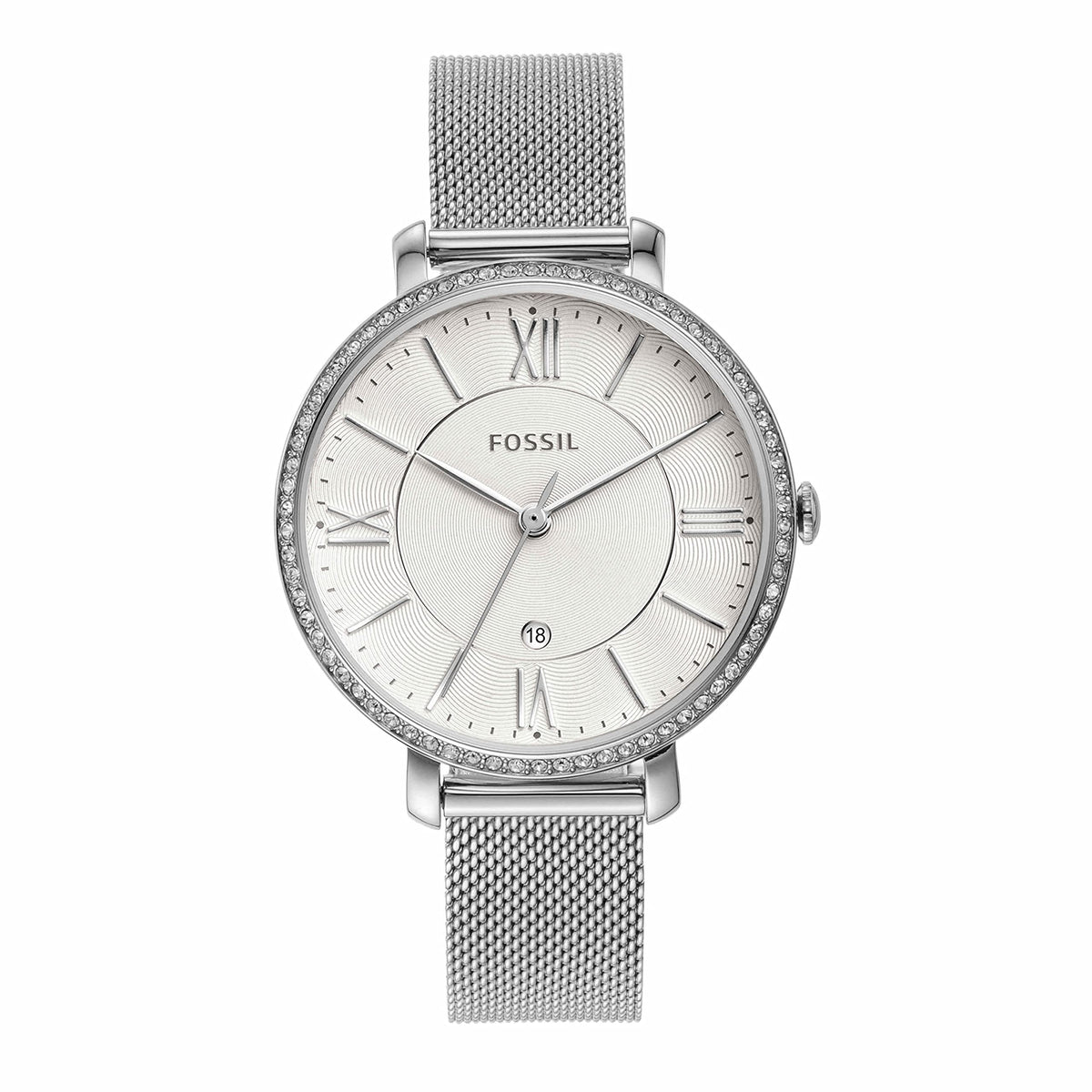 Fossil Women's Quartz Watch, Analog Display and Stainless-Steel Strap Silver Mesh