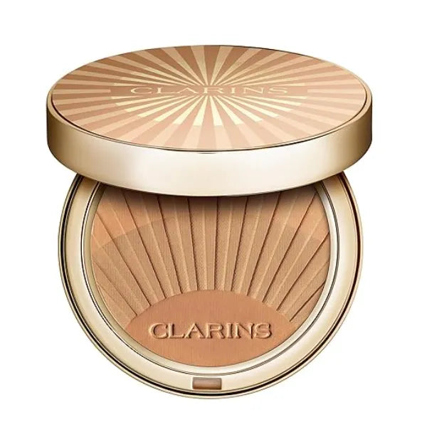 Clarins NEW Bronzing Powder Buildable, Luminous Matte Finish 3 in 1 Bronzer, Contour, and Highlighter Natural, Sun Kissed Glow 0.4 Ounces