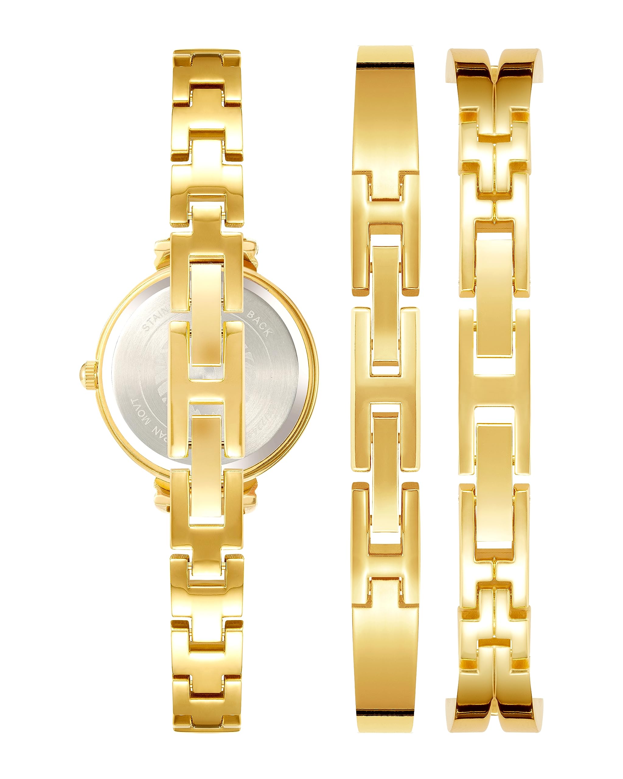 Anne Klein Women's Premium Crystal Accented Bangle Watch Set, AK/2245, Gold