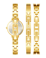 Anne Klein Women's Premium Crystal Accented Bangle Watch Set, AK/2245, Gold