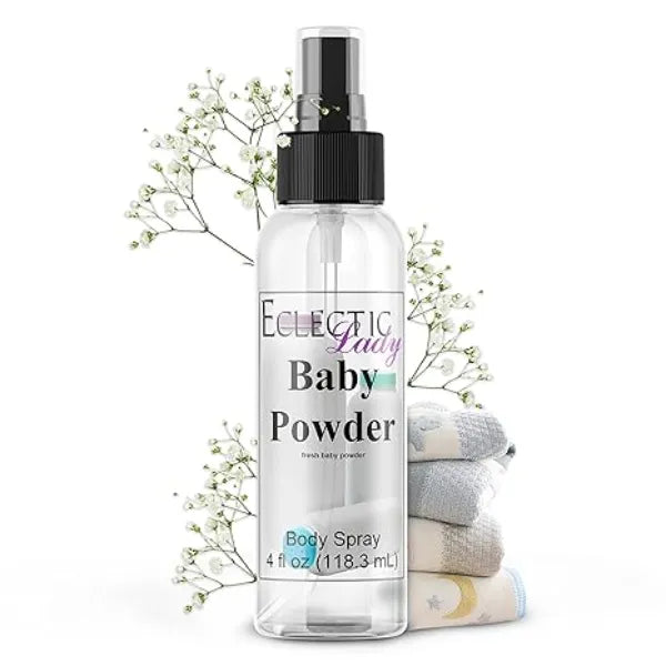 Eclectic Lady Baby Powder Body Spray, 4 ounces, Body Mist for Women with Clean, Light & Gentle Fragrance, Cologne with Soft, Subtle Aroma For Daily Use