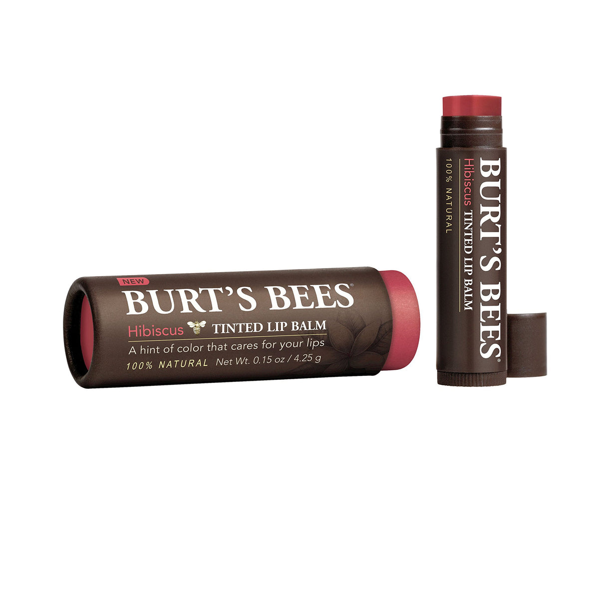 Burt's Bees 100% Natural Tinted Lip Balm, Hibiscus with Shea