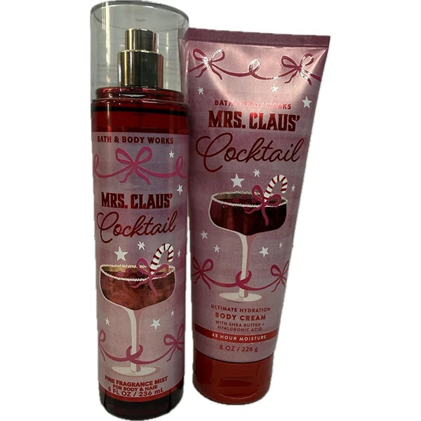 Bath & Body Works Womens Mrs Claus Body Cream and Fine Fragrance Mist 2 Piece Set
