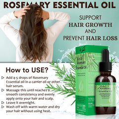KANZA - Rosemary Essential Oil & Castor Oil for Hair Growth (60ml*2) | Jamaican Black Castor Oil, Hair Growth Serum| Anti Hair Loss Serum|Organic Castor Oil,Rosemary Oil for Hair Growth for Men&Women