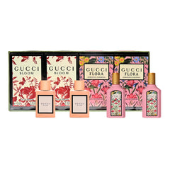 Gucci 4 Piece Mini Perfumes for Women Fragrance Gift Set - 2 ea Bloom EDP 0.16 oz splash and 2 ea Flora Gorgeous Gardenia EDP 0.16 oz splash