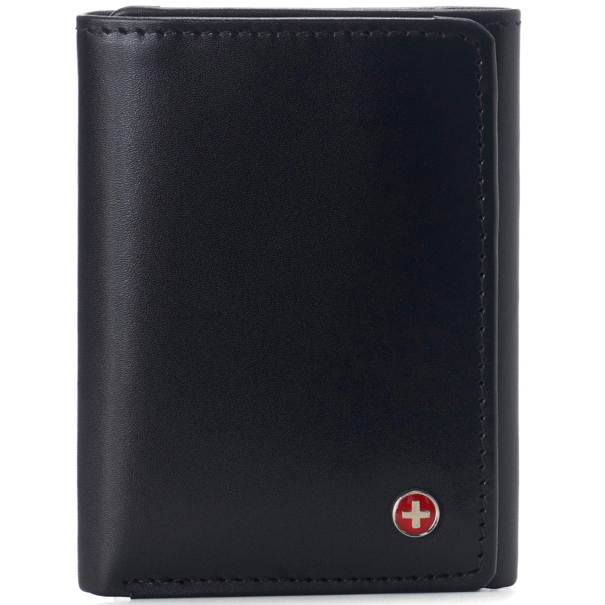 Alpine Swiss Black Leather For Men - Bifold Wallets