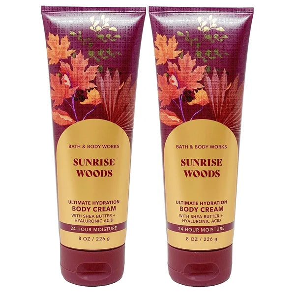 Bath & Body Works Sunrise Woods 2 Pack Ultra Shea Body Cream 8 Oz. (Sunrise Woods)
