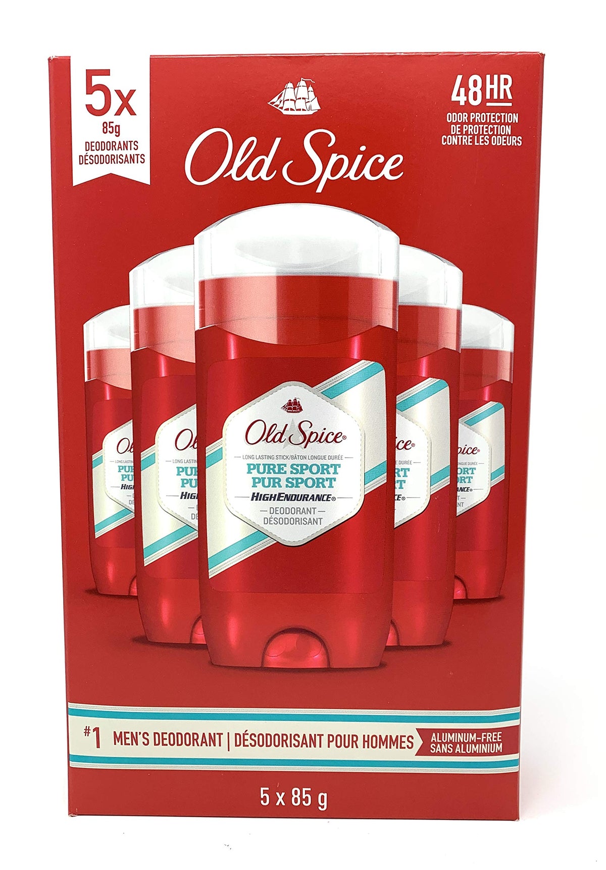 Old Spice Pure Sport High endurance Deodorant for Men, 85g, Pack of 5