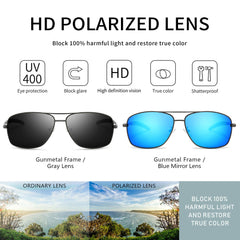 SUNGAIT Men's Polarized Square Aviator Sunglasses Durable Metal Frame for Fishing Driving Golf 100% UV Protection