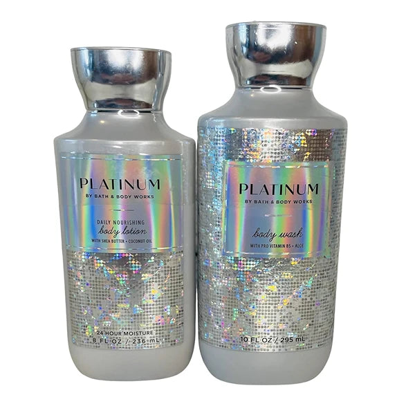 Bath & Body Works Platinum Body Lotion and Body Gel Wash 2 Piece Set