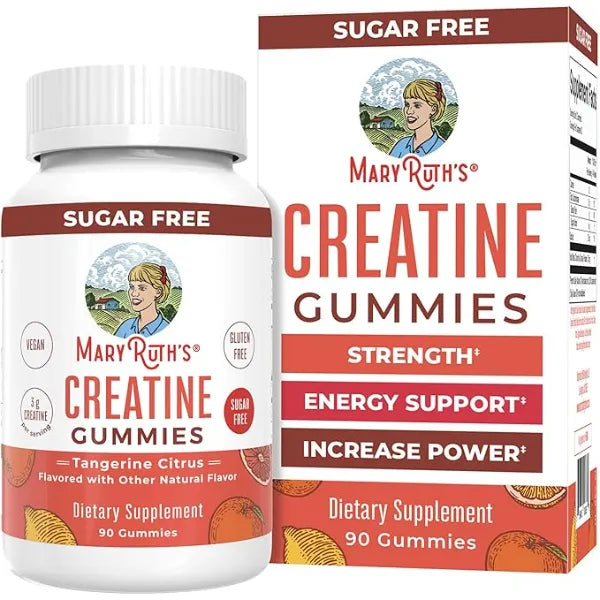 MARYRUTH'S Creatine Gummies | Creatine Monohydrate Gummies | 3g Creatine Per Serving | Creatine for Women & Men | Tangerine Citrus Flavor | Exercise | Workout | Sugar Free | Vegan | 90 Count
