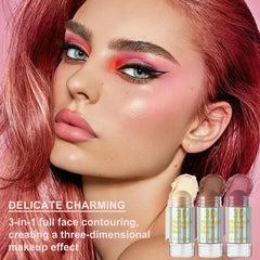 NALACAL 3 Pack Liquid Contour & Highlighter & Blush Makeup Set, Creamy Blush Stick for Cheeks & Lips, Long Lasting Waterproof Smooth Lightweight Multi Stick Face Makeup Set for All Skin