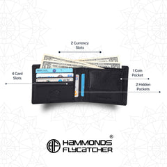 HAMMONDS FLYCATCHER Genuine Leather Wallet & Keyring Combo, Gift for Boyfriend/Husband, Valentine's/Birthday Gift - Black