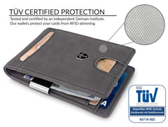 TRAVANDO Money Clip Wallet Atlanta Mens Front Pocket Slim RFID Blocking - Credit Card Holder - Mini Bifold - Grey