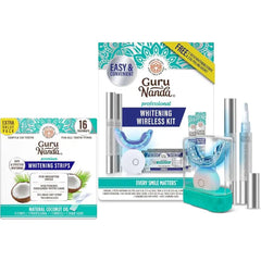 GuruNanda Ultimate Whitening Duo – Professional LED Whitening Kit & 16-Day Whitening Strips for Removing Surface Stains & Achieving a Brighter Smile On-the-go