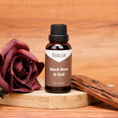 ESSLUX Black Rose & Oud Fragrance Oil - Essential Oils for Diffuser, Candle Soap Making Scents, Aromatherapy Scented Massage, Perfume for Humidifier Home Fragrance, 30ml
