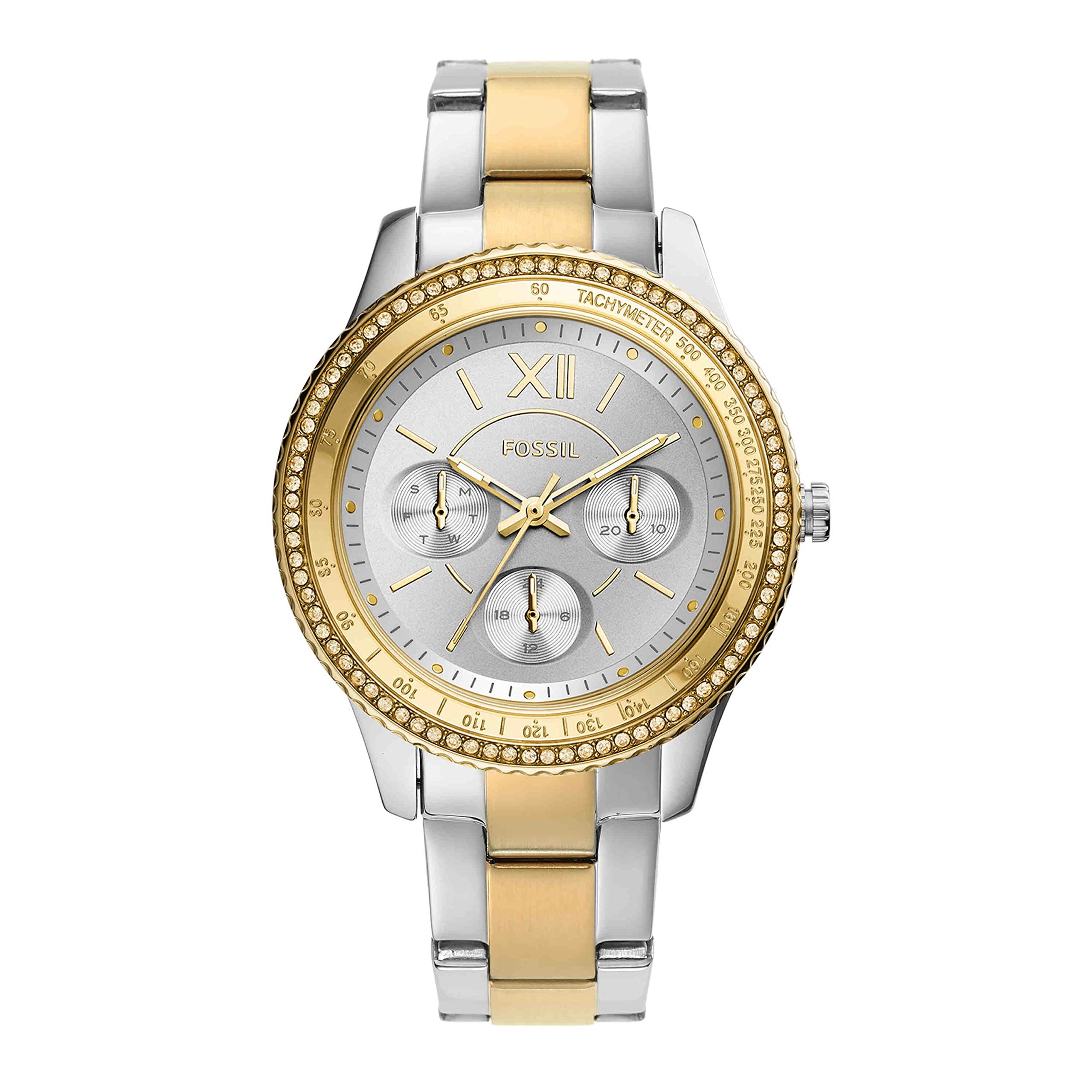 Fossil Women's Stella Sport Quartz Stainless Steel Multifunction Watch, Color: Gold/Silver (Model: ES5107)