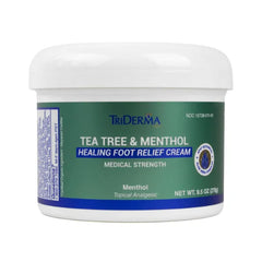 TriDerma Tea Tree Oil Foot Cream for Dry Cracked Feet, Itchy Skin, Tingling & Foot Pain with Menthol, Non-greasy - 9.5 oz
