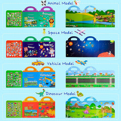 Mumoo Bear Reusable Sticker Books Toys for Kids - 4 Pack for Age 2 3 4 Year Old Boys Girls Toddlers, 3D Clear Animal Space Vehicles Dinosaur Sticker Book Educational Learning Toy Birthday Gifts