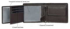 URBAN FOREST Oliver Dark Brown Leather Wallet for Men - Packed in Premium Wooden Box for Festive Gifting