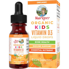 MARYRUTH'S USDA Organic Vitamin D3 Liquid Drops for Kids | 640 IU Vitamin D3 Per Serving | Kids Immune Support & Bone Health Supplement | Formulated for Ages 4-13 | 0.5oz | 30 Servings