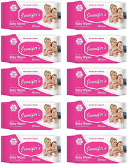 Jennifer's Baby Wipes 80's (Pack of 10) -Ultra Soft, Alcohol-Free, Extra Gentle, Aloe Vera Gel, Vitamin E, and Safe for Delicate Skin 800 Wipes