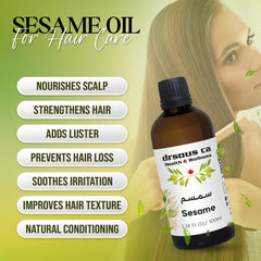Drsous Ca Organic Sesame Seed Oil 100ml | 100% Cold Pressed Virgin Sesame Undiluted Therapeutic Grade Massage Oil | Soothes Skin and Good for Hair Growth | Made in Palestine