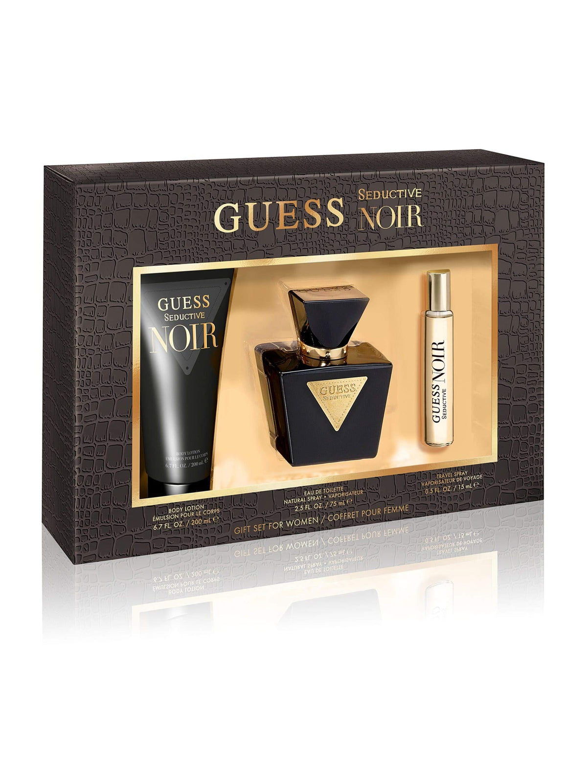 GUESS Seductive Noir for Women Edt 75ml + 200ml Bl + 15ml Mini Set, Silver/Navy
