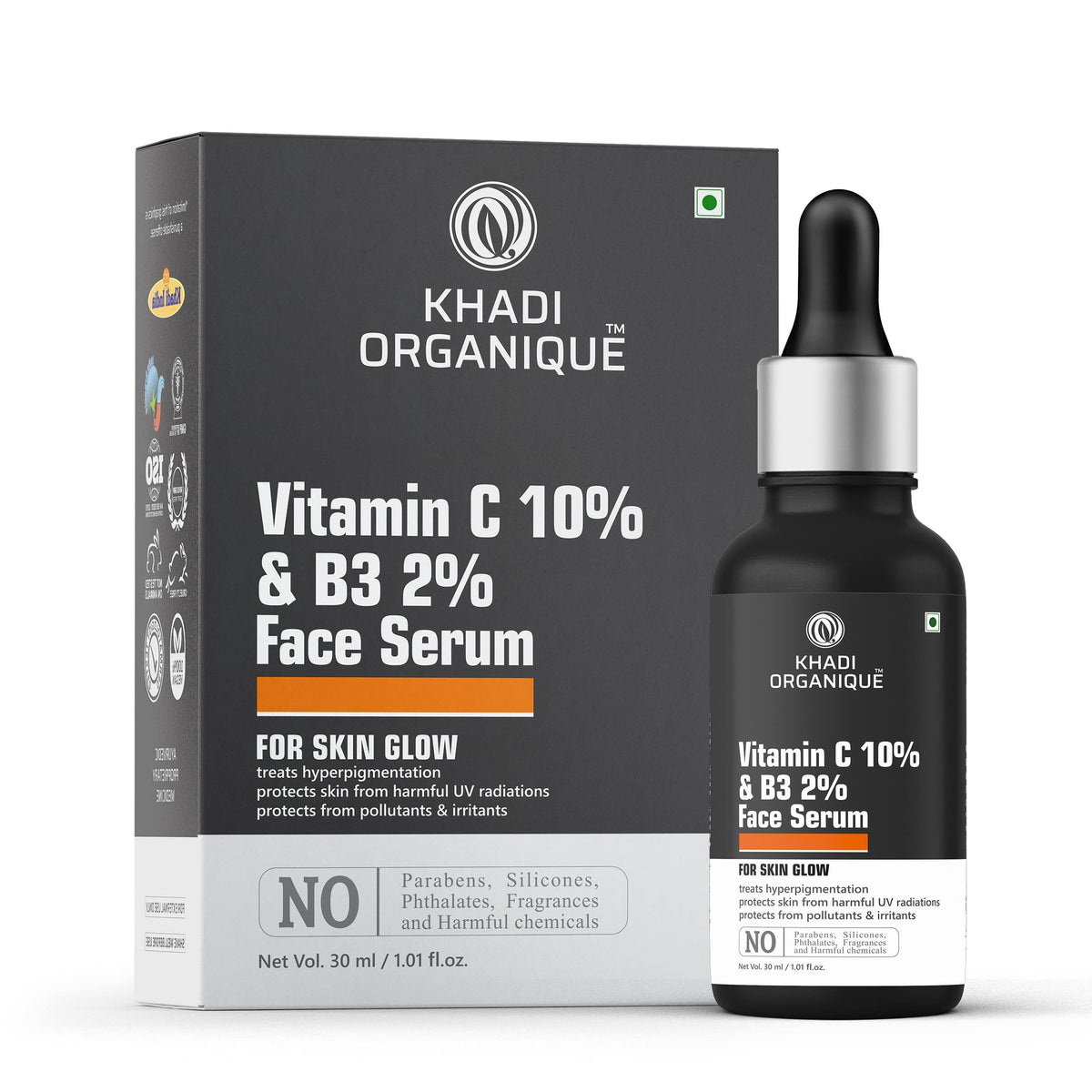 Khadi Organique Vitamin C 10% & B3 2% Face Serum for glowing skin - 30Ml